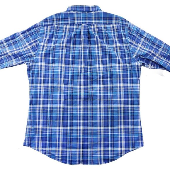 Ralph Lauren Slim Fit Shirt Pony Plaid Button Down Stretch Blue 17 1/2 Men's XL - Picture 4 of 13